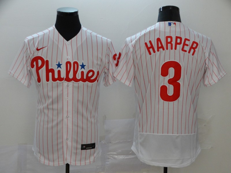 Men's Philadelphia Phillies #3 Bryce Harper White Flex Base Stitched MLB Jersey